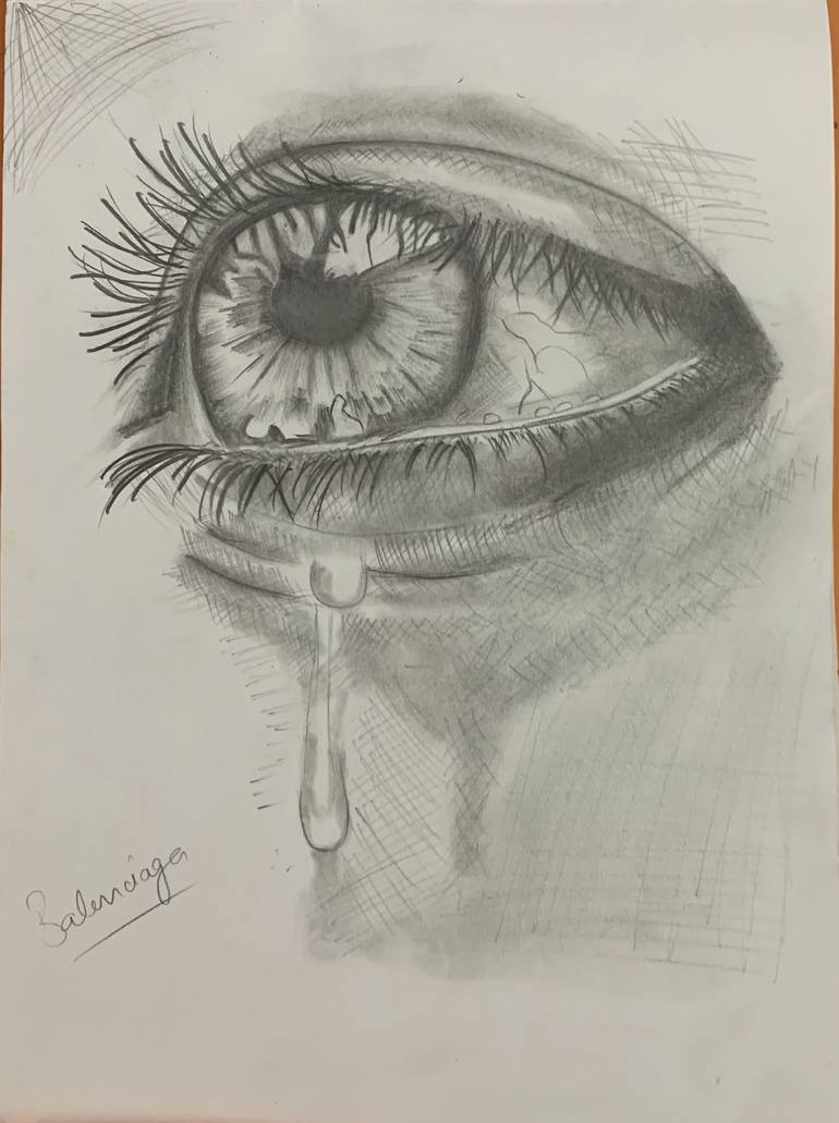step by step drawing crying eyes