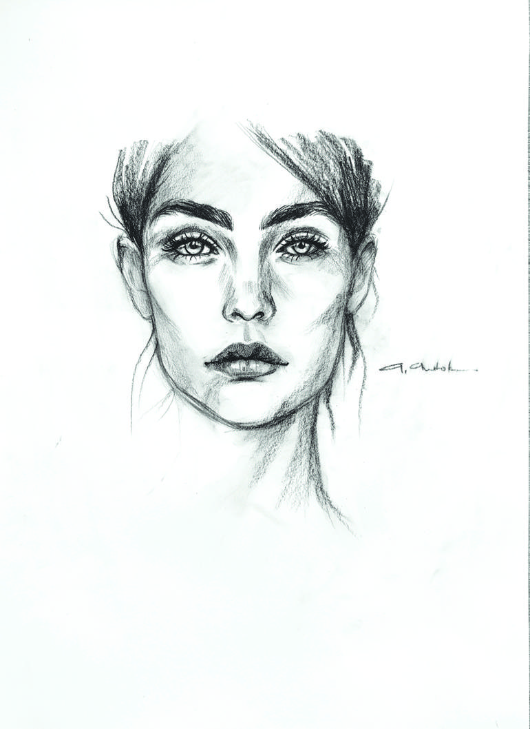Young woman Drawing by Alevtyna Chertok | Saatchi Art