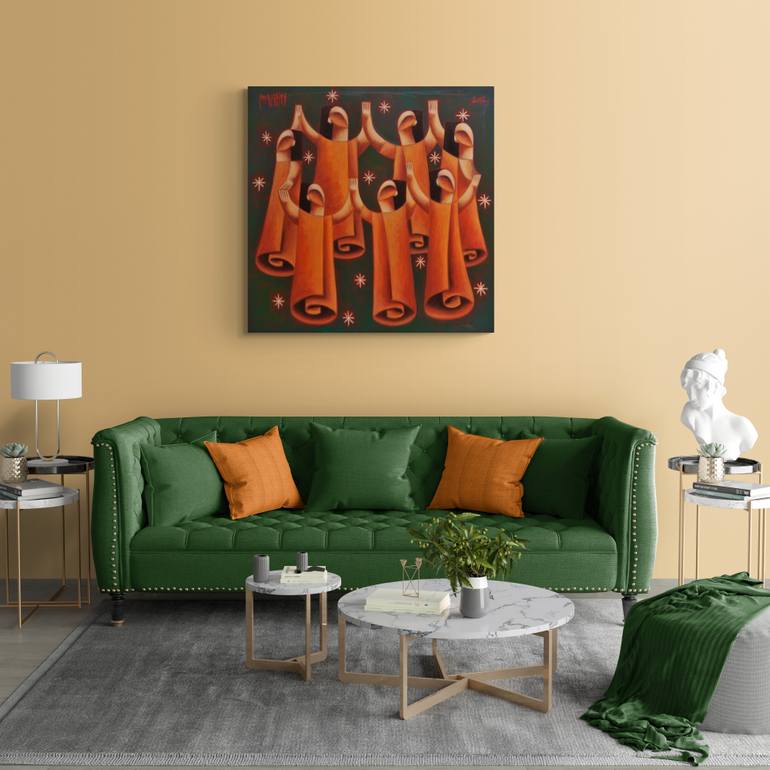 Original Cubism Outer Space Painting by Zsolt Malasits