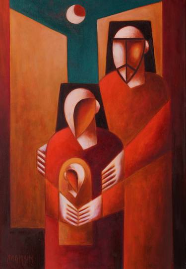 Original Surrealism Family Paintings by Zsolt Malasits
