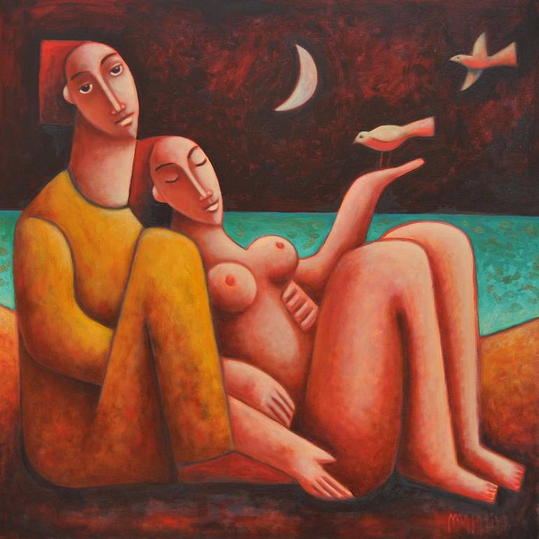 Print of Figurative Love Paintings by Zsolt Malasits