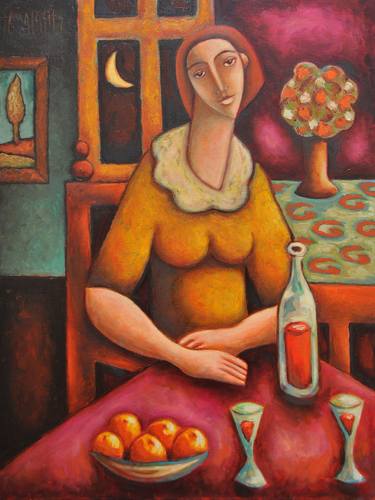 Original Surrealism Women Painting by Zsolt Malasits