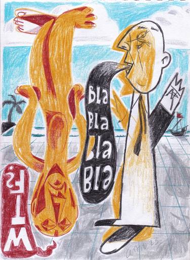 Original Neo-cubist Political Drawing by Diego Castro
