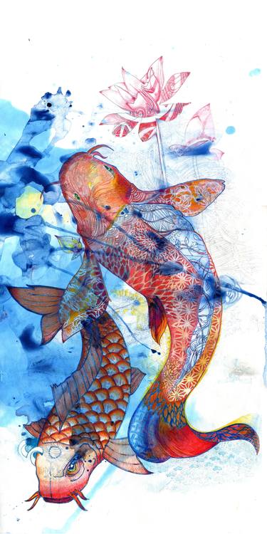 Print of Abstract Expressionism Fish Drawings by Dan Tomberlin