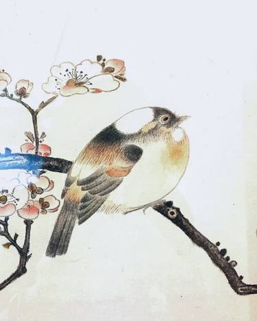 Chinese Bulbul and Cherry Blossom on Xuan Paper thumb