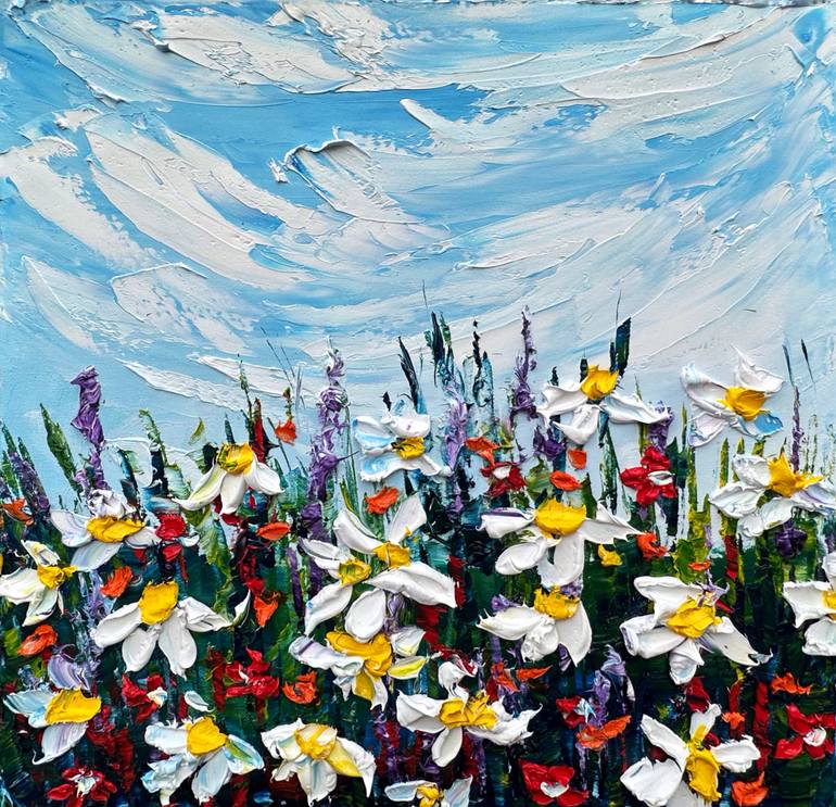 Wild Flower Field paintings | Saatchi Art