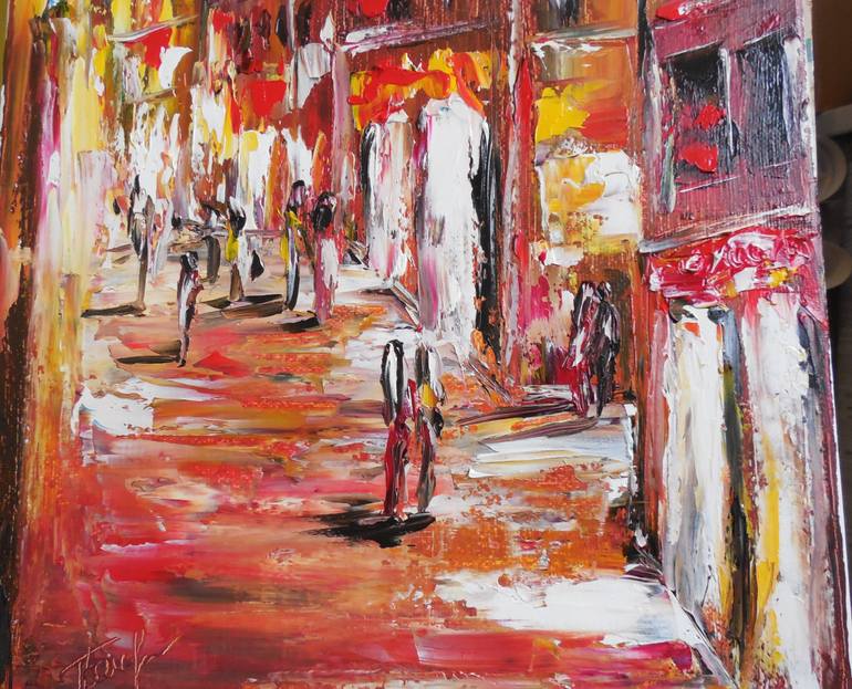 Original Impressionism Cities Painting by Oksana Fedorova