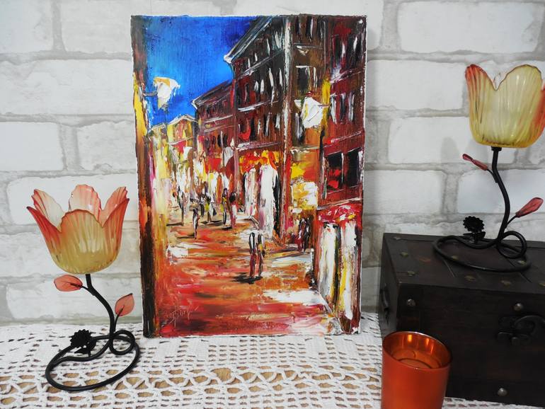 Original Impressionism Cities Painting by Oksana Fedorova