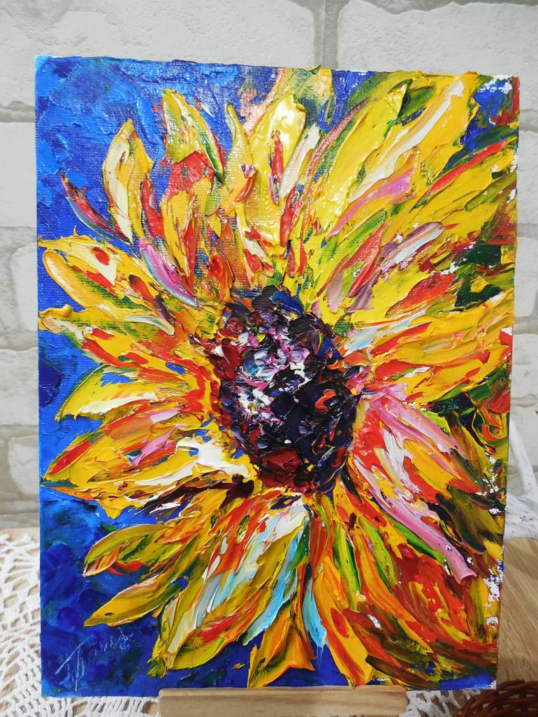 Floral Painting 油畫原作 Flower Still Live Impasto Artwork Oil Round Canvas -  Shop ARTbyAnnaSt Posters - Pinkoi