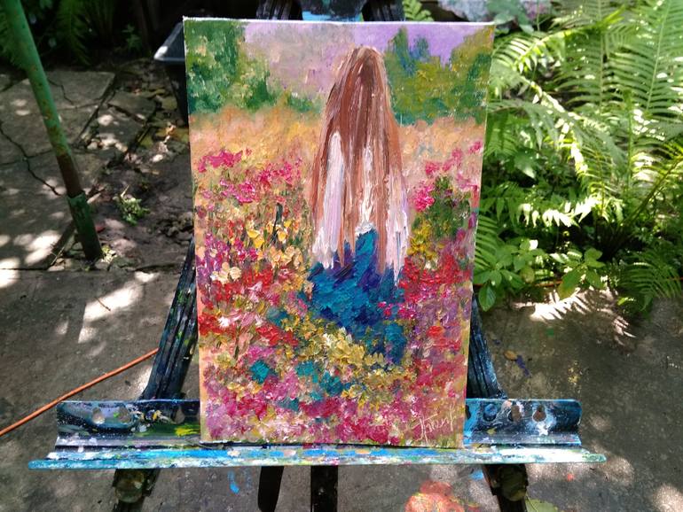 Original Impressionism People Painting by Oksana Fedorova