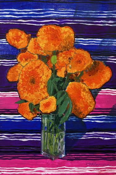 Marigolds with Mexican Blanket, Pink thumb