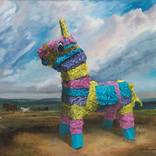 Piñata with sheep & horses in landscape - Original Oil Painting by Francisco Palomares