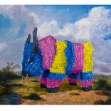 Toro Alone in Landscape - Original Oil Painting by Francisco Palomares