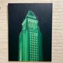 I live a few blocks from the Los Angeles City Hall.
This is a place many different events have occurred from concerts, fairs, protests, and much more. It often brightly lit
to either celebrate, remember, and honor major events that occur in the city. In this painting the color green can symbolize money, nature, greed, envy, life.