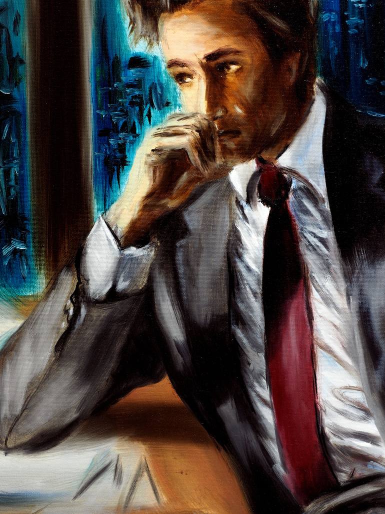 Original Impressionism Men Painting by Ruslana Levandovska