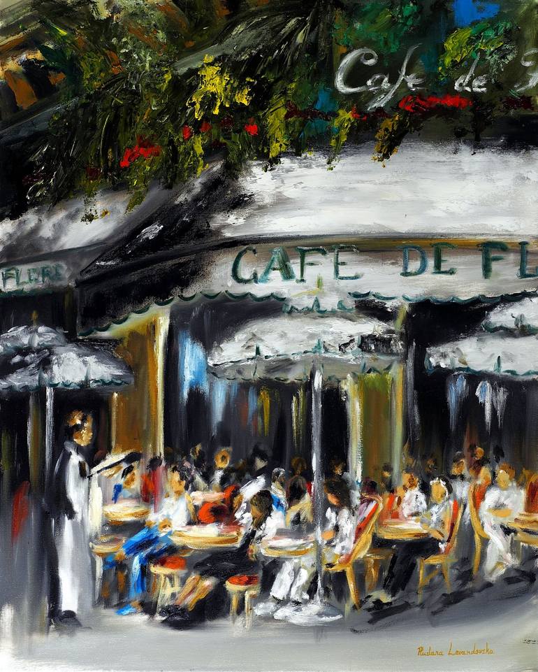 Cafe de Flore, Paris Painting by Ruslana Levandovska | Saatchi Art
