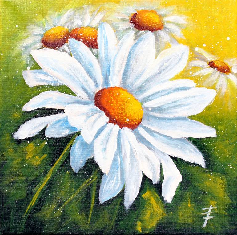 Daisies Painting by Elena Tikhostoup Saatchi Art