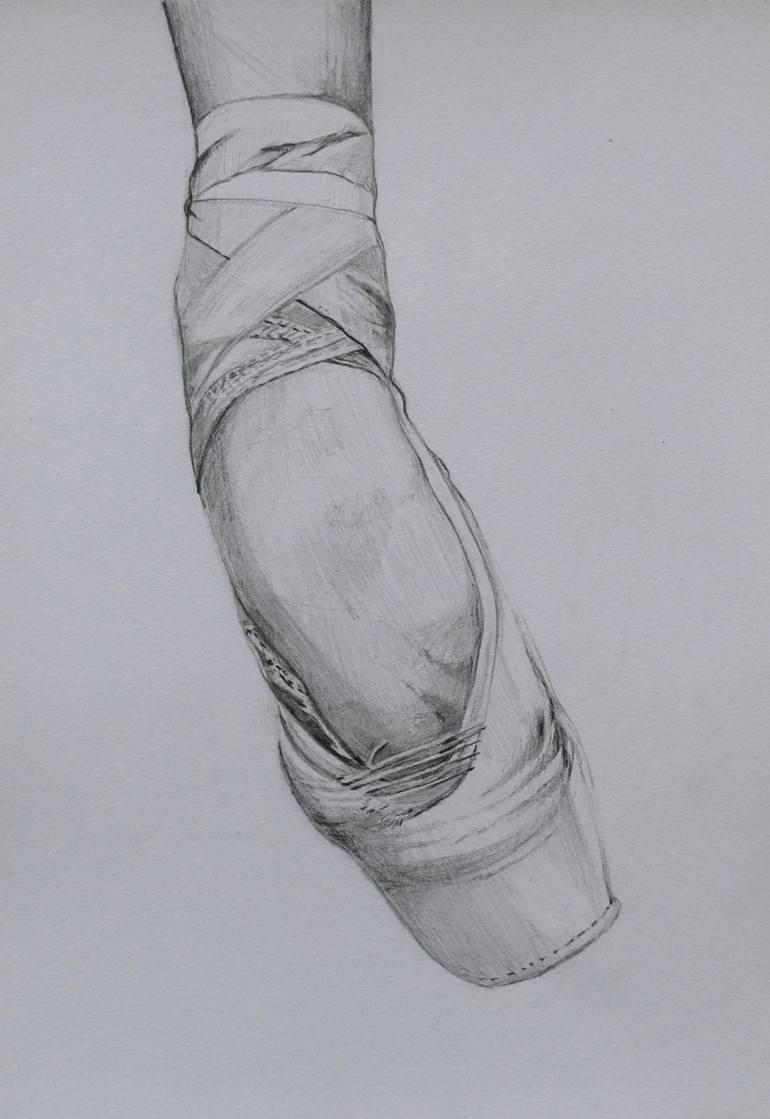 Marlen's old pointe shoe Drawing by Sebastian Andrzejewski | Saatchi Art