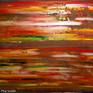 Abstract in red, yellow and silver Painting by Phil Smith | Saatchi Art
