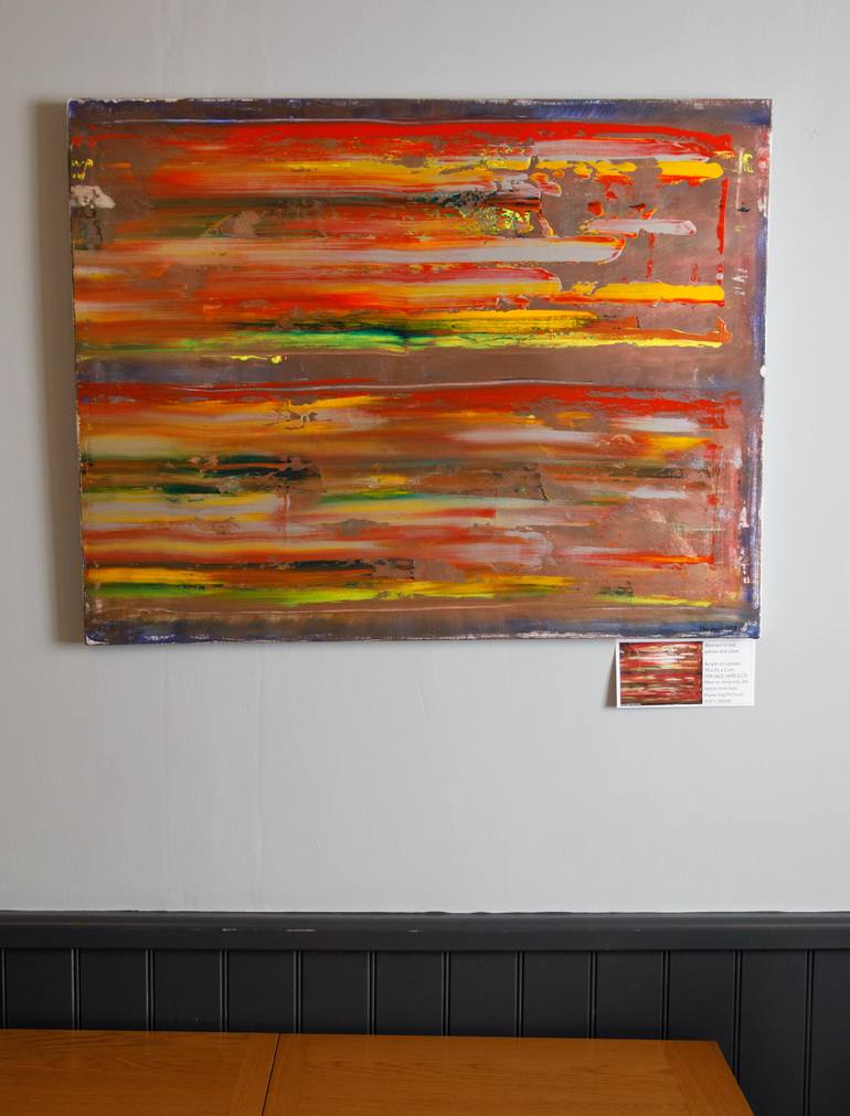 Abstract in red, yellow and silver Painting by Phil Smith | Saatchi Art