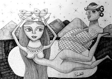 Print of People Drawings by Randa Abubakr