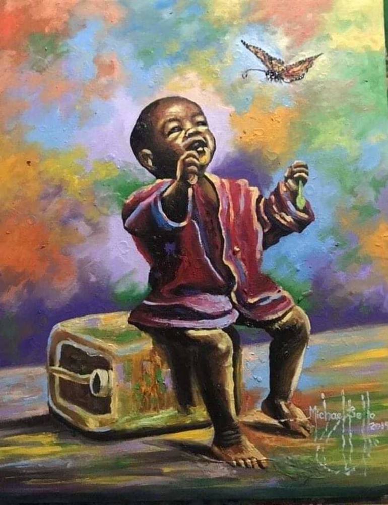 African jolly boy Painting by Michael Bello | 