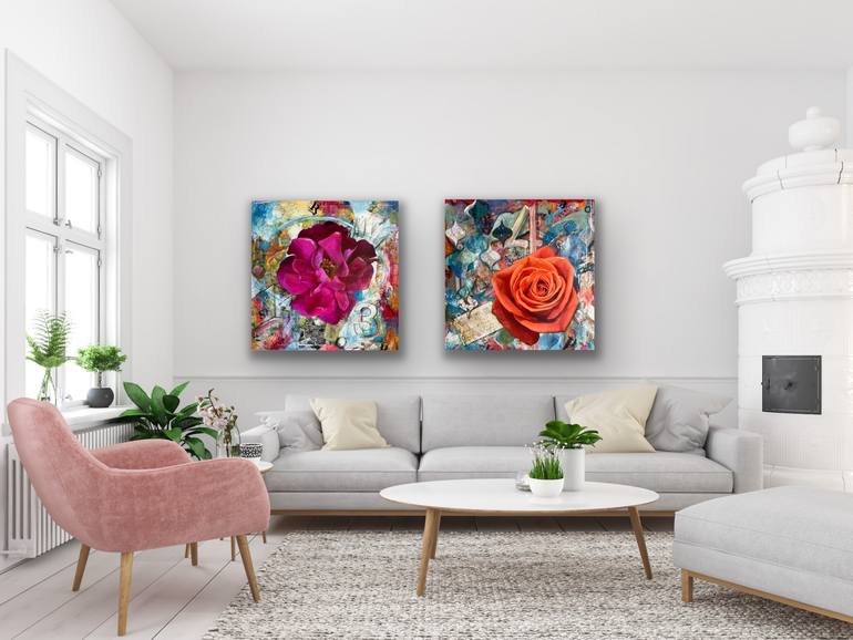 Original Abstract Floral Mixed Media by Wendy Shragg