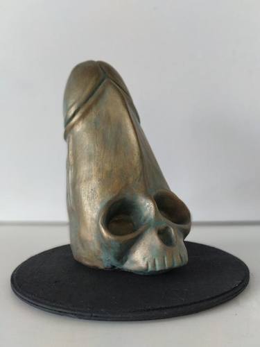 Org Erotica Art Sculpture " The Skull Phallic " by Artist "Ting Hua Liu",7.5"x6" thumb