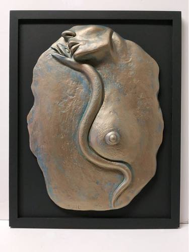 Original Woman and Serpent Erotica Art Wall Sculpture by Artist "Ting Hua Liu" thumb