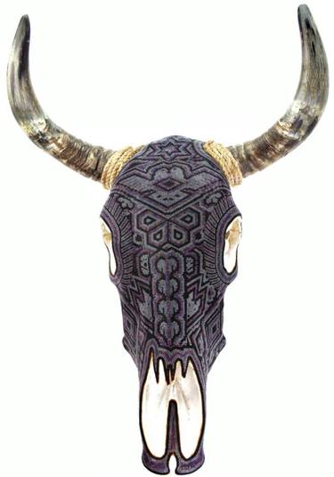 Modern Huichol Bull Skull thumb