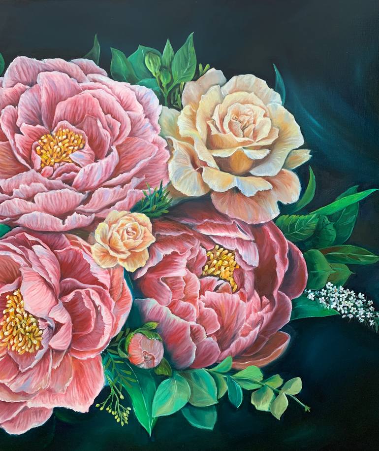 Original Floral Painting by Eva Chen