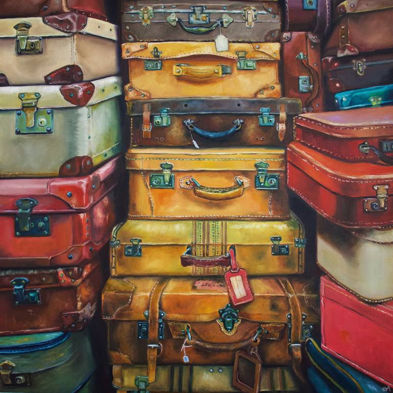 Vintage suitcase study Painting by Eva Chen Saatchi Art