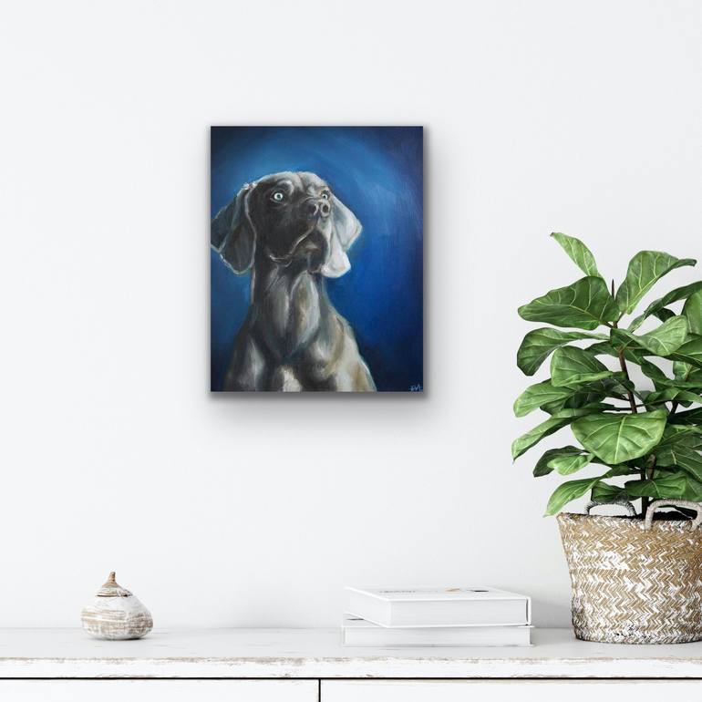 Original Fine Art Dogs Painting by Eva Chen