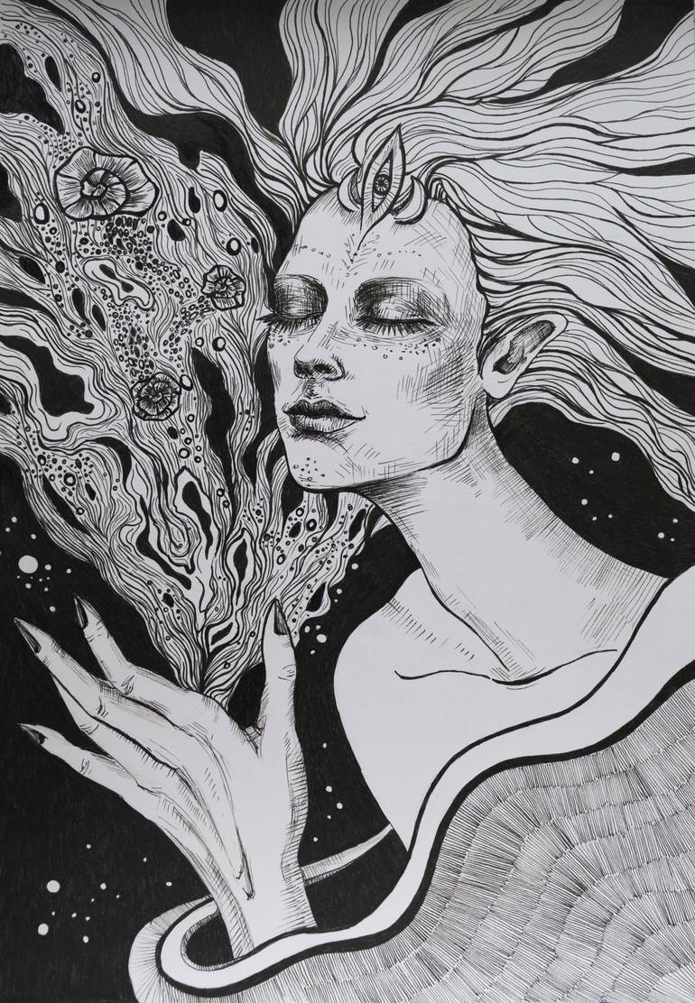 Cosmic spirit Drawing by Victoria Grabovskaya | Saatchi Art