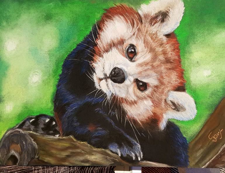 Red panda Painting by Irina Kislova | Saatchi Art