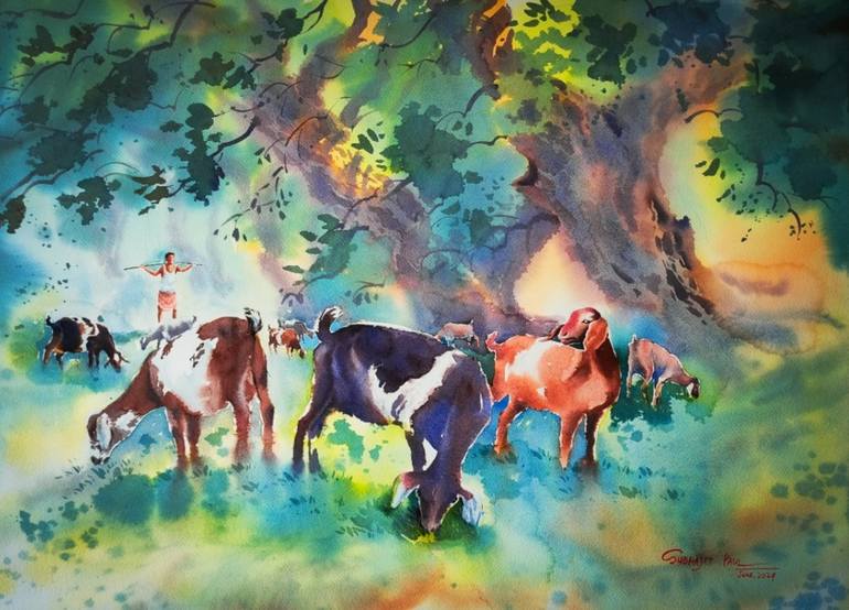 Original Impressionism Landscape Painting by Subhajit Paul