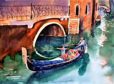 Original Fine Art Boat Paintings by Subhajit Paul