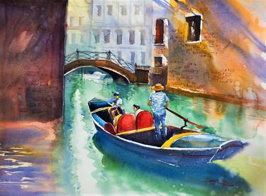 Original Fine Art Boat Paintings by Subhajit Paul