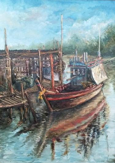 Print of Boat Paintings by Phanchayanit Watchararat