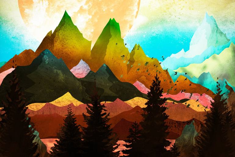 The colorful mountains by sunrise - Print