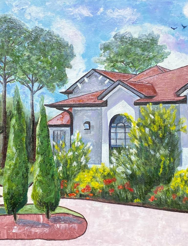 Original Art Deco Landscape Painting by Irina Kaplun