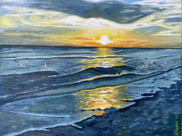 Print of Impressionism Seascape Paintings by Irina Kaplun