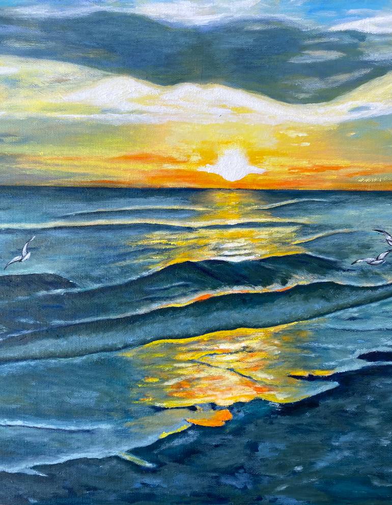 Original Art Deco Seascape Painting by Irina Kaplun