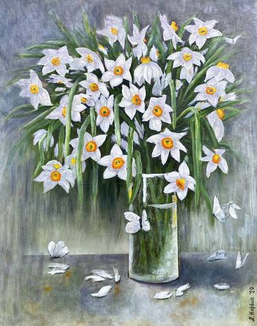 Spring Forever. Daffodils Painting. thumb