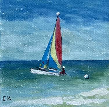 Original Art Deco Sailboat Paintings by Irina Kaplun