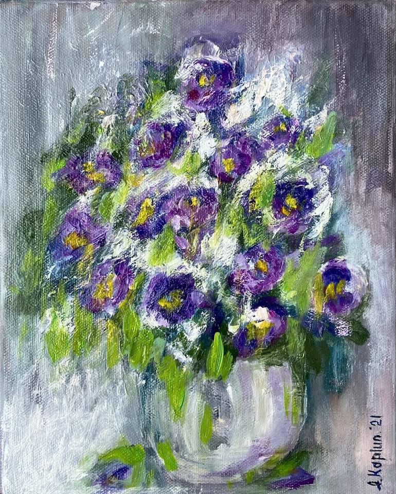 Original Abstract Expressionism Floral Painting by Irina Kaplun