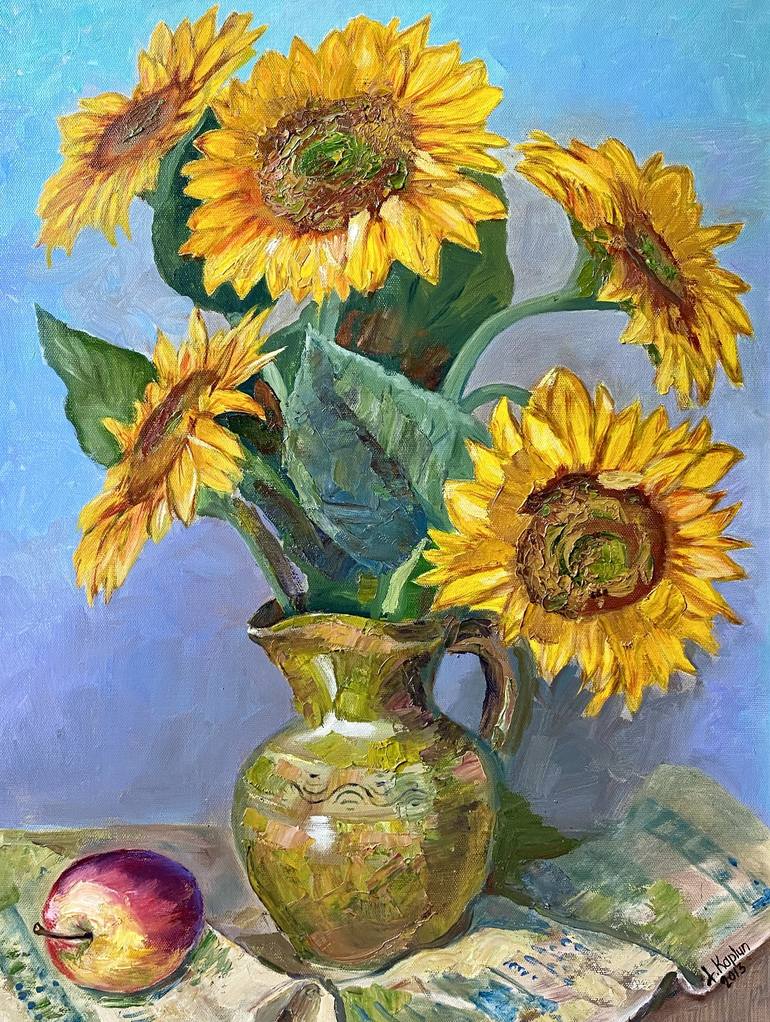 old sunflower painting