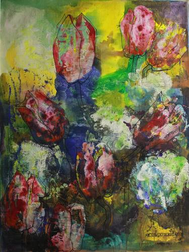 Print of Abstract Expressionism Floral Paintings by Vjacheslav Pobozhenskij