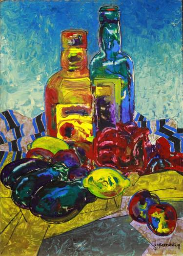 Print of Impressionism Food & Drink Paintings by Vjacheslav Pobozhenskij