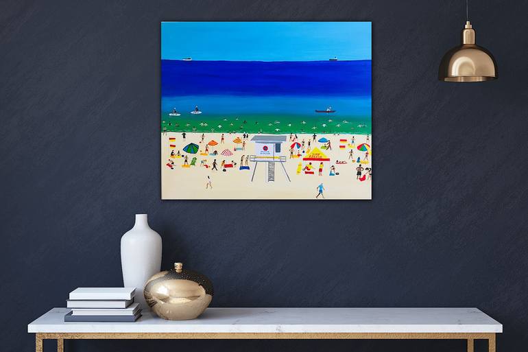 Original Folk Beach Painting by Peter Kruger